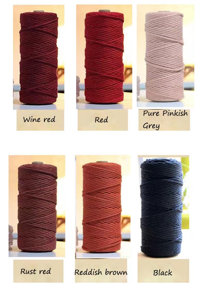 FLIPPED 100% Natural Macrame Cord,3mm x109 Yards Macrame Cords Colored Cotton Macrame Rope Craft Cord for DIY Crafts Knitting Plant Hangers Christmas Wedding DÃ©cor (Brick red, 3mm*109yards) - Image 3