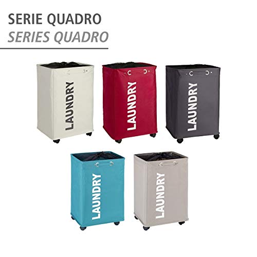 WENKO Quadro Slim Laundry Basket with Wheels and Privacy Cover, Collector, Laundry Basket with Wheels, Space Saving Narrow Laundry Hamper, Clothes Storage, Capacity 20 Gal, Gray - Image 4