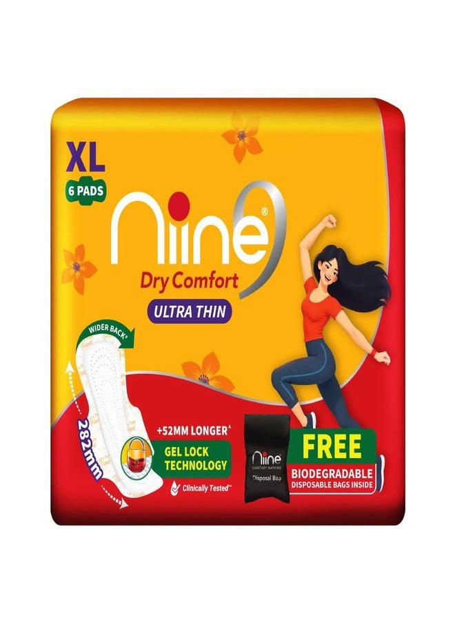 Niine Dry Comfort Ultra-Thin (XL) Pads | Day & Night Protection | With Fluid Lock Gel & Comfortable |Disposable Bags| for Heavy Flow - 30 Pads (Pack of 5) - Image 2