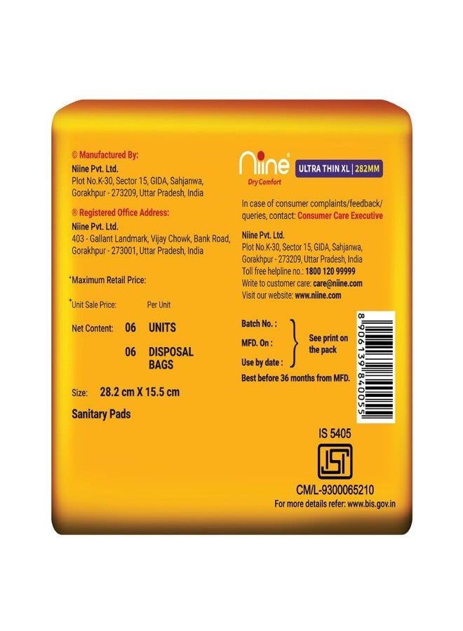 Niine Dry Comfort Ultra-Thin (XL) Pads | Day & Night Protection | With Fluid Lock Gel & Comfortable |Disposable Bags| for Heavy Flow - 30 Pads (Pack of 5) - Image 3