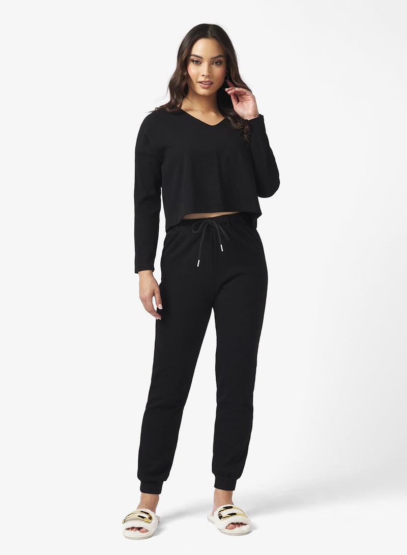 جينجر بيسيكس طقم كنزة وبنطلون بياقة على شكل حرف - Image 5