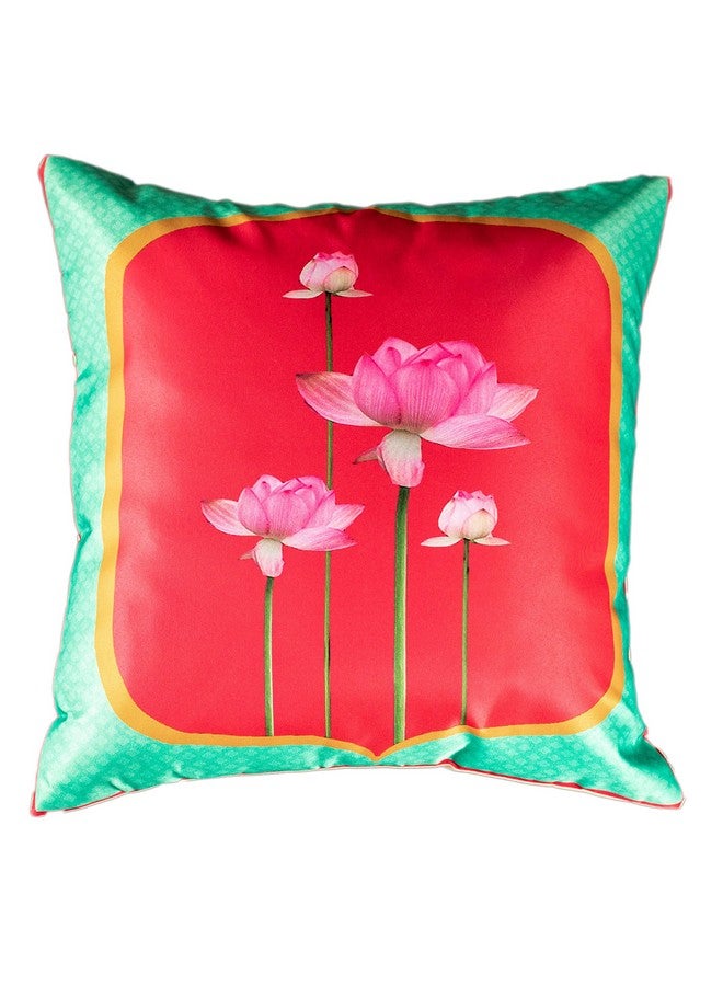Vendola Vendola Rajasthani Satin 250TC Cushion Pillow Covers, Multicolour, Set of 5 (12X12 Inches, Lotus Cow)  - Image 4