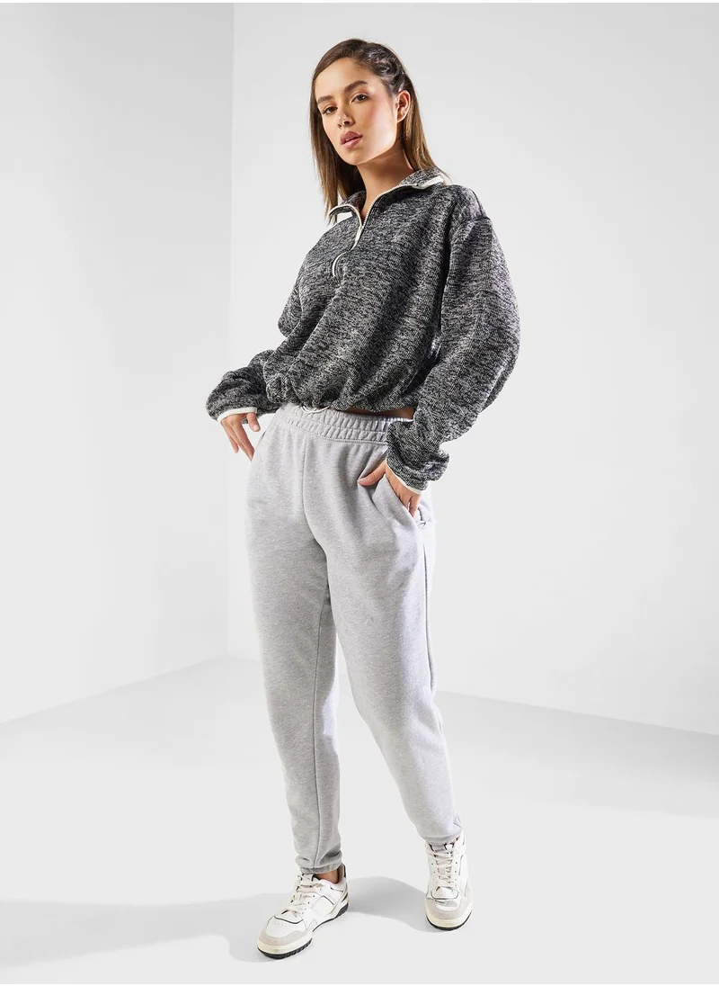 DKNY Sport Zip Neck Logo Detail Sweater
