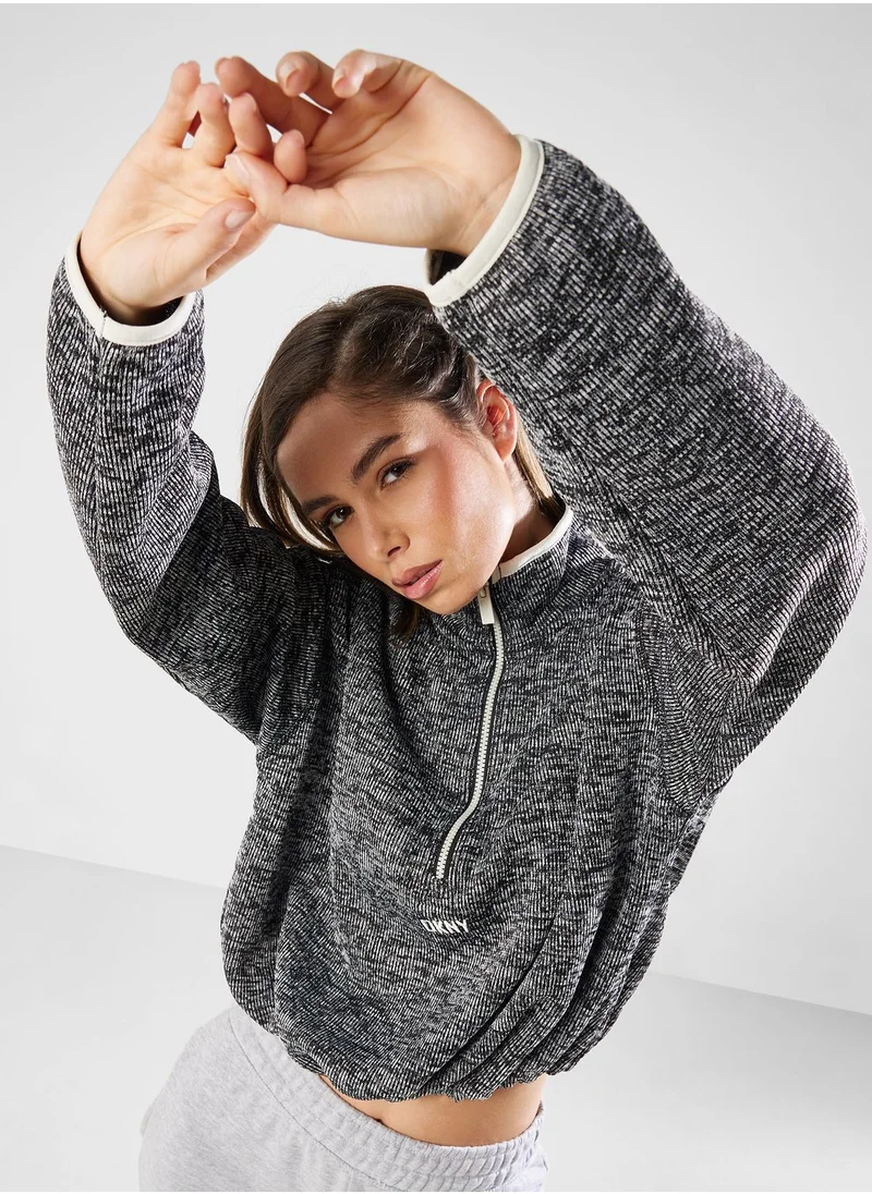 DKNY Sport Zip Neck Logo Detail Sweater