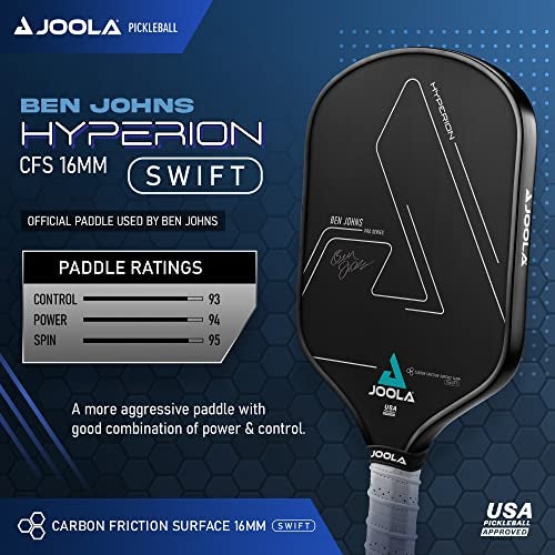 JOOLA جولا بن جونز هايبرون CFS 16 مم مضرب بيكلبول سريع - معتمد من USAPA للعب في البطولات - مضرب بيكل بول من ألياف الكربون - أقصى سرعة مع احتكاك عالي ودوران - Image 2