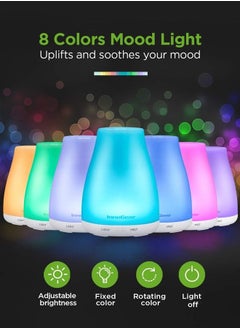 InnoGear Essential Oil Diffuser, Upgraded Diffusers for Essential Oils Aromatherapy Diffuser Cool Mist Humidifier with 7 Colors Lights 2 Mist Mode Waterless Auto Off for Home Office Room, Basic White  - Image 4
