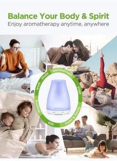 InnoGear Essential Oil Diffuser, Upgraded Diffusers for Essential Oils Aromatherapy Diffuser Cool Mist Humidifier with 7 Colors Lights 2 Mist Mode Waterless Auto Off for Home Office Room, Basic White  - Image 5