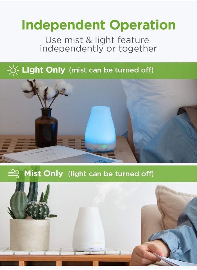 InnoGear - Essential Oil Diffuser, Upgraded Diffusers for Essential Oils Aromatherapy Diffuser Cool Mist Humidifier with 7 Colors Lights 2 Mist Mode Waterless Auto Off for Home Office Room, Basic White - Image 1