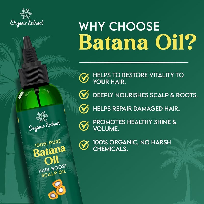 ORGANIC EXTRACT زيت باتانا – 4 أونصة سائلة / 118 مل - زيت شعر من هندوراس - يساعد في تغذية فروة الرأس بعمق، ويقوي، ويصلح، ويرطب، تركيبة نقية وطبيعية لجميع أنواع الشعر - Image 4