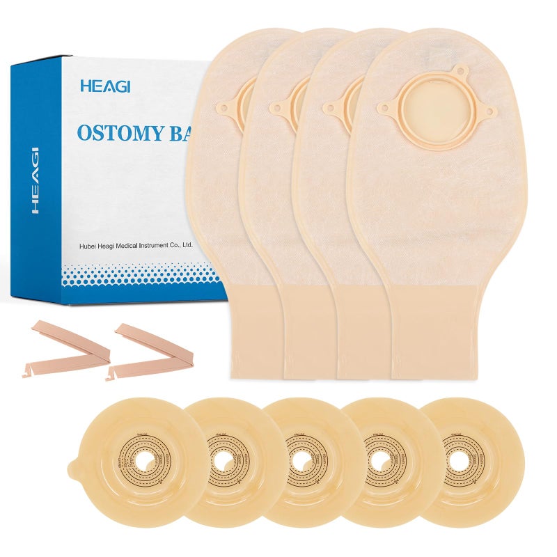 Heagimed 15PCS 2Piece Colostomy Bags Colostomy Supplies 45 mm Deep Convex Ostomy Bags for Retracted Stomas Drainable Ostomy Pouch for Ileostomy Stoma Care 10 x Ostomy Bag5 x Barrier2 x Clamps