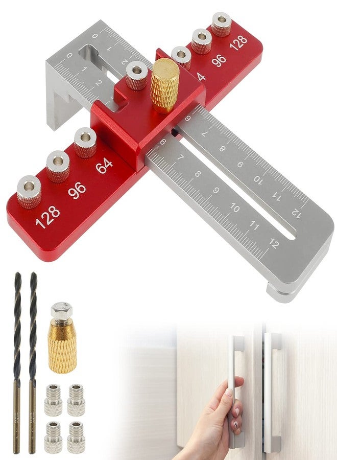 HOTBEST Cabinet Hardware Jig, Aluminium Alloy Mounting Template Drill Guide, Adjustable Drill Guide Template Tool Portable Drawer Pull Jigs Punch Locator for Door Drawer Handles and Pulls (1) - Image 1