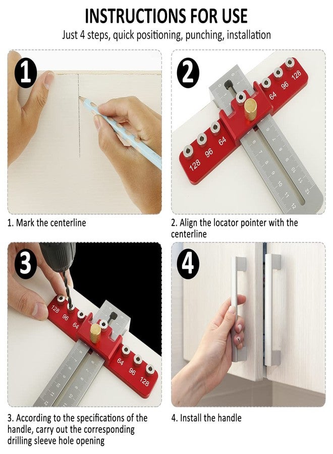 HOTBEST Cabinet Hardware Jig, Aluminium Alloy Mounting Template Drill Guide, Adjustable Drill Guide Template Tool Portable Drawer Pull Jigs Punch Locator for Door Drawer Handles and Pulls (1) - Image 3
