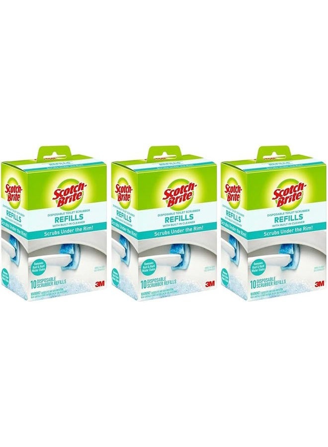 3M Scotch Brite Toilet Scrubber Refills 3 Boxes of 10 Each Value Bundle Pack Click N Flip - Image 1