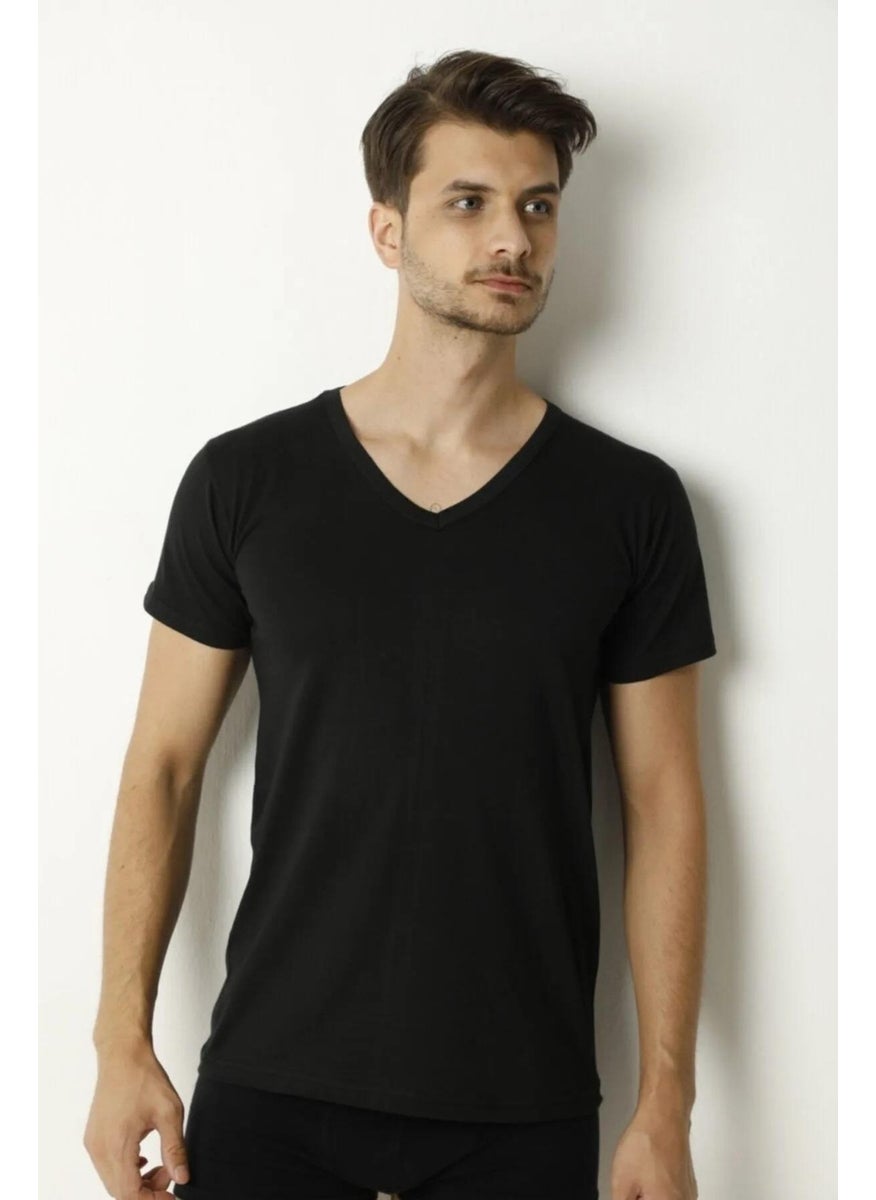 Saran - Men's Combed Cotton V-Neck Undershirt 3002 - 3 Pieces - Image 1