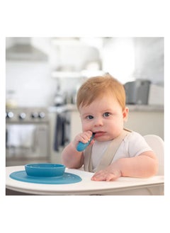 ezpz Pack Of 2 Tiny Baby Spoon 100% Silicone Baby Spoons For Baby Led Weaning + Purees 4 Months+ Indigo  - Image 4