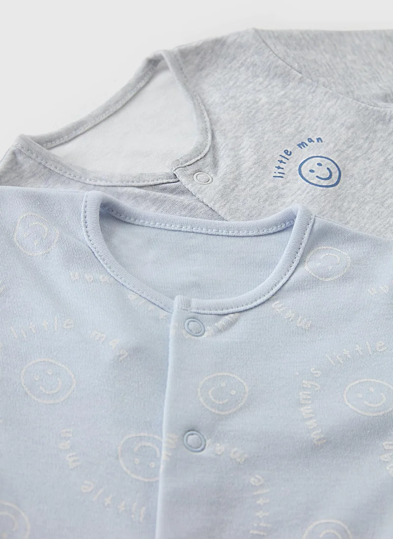 ماتلان 2 Pack Baby Blue Little Man Sleepsuits