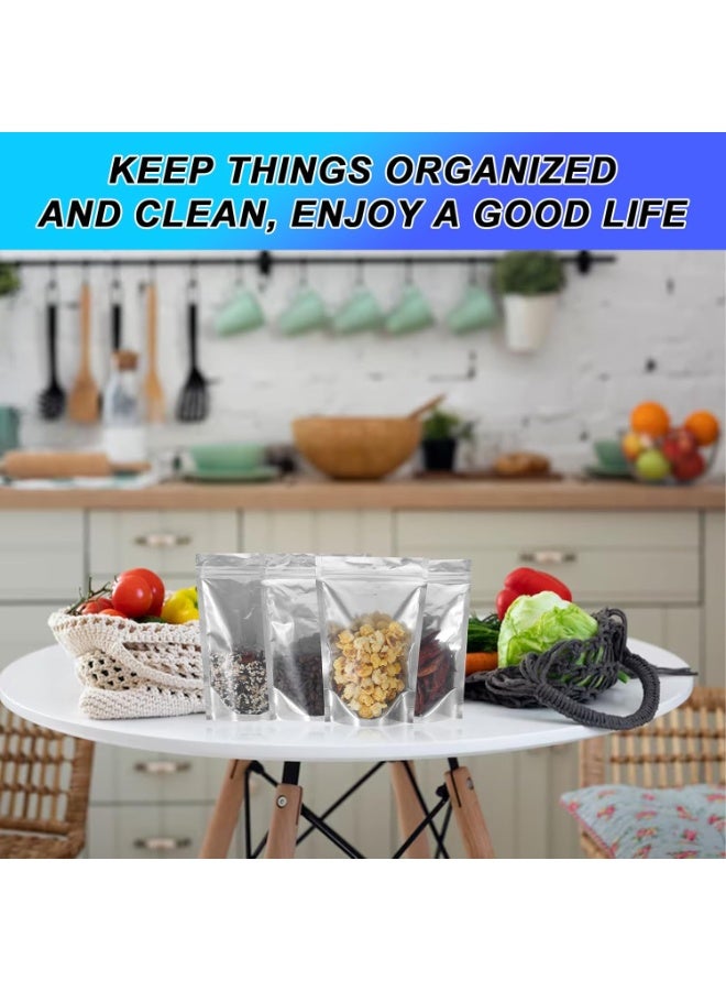 DCGPAC, 10Pcs/Pack Stand Up Pouch Bags, Sealable Heavy Duty Clear Front with Metallized Back, Plastic Zipper Food Coffee Candy Storage, Reclosable Bags and Heat Sealable Food Storage (5in x 8in) (200-250g) - Image 3