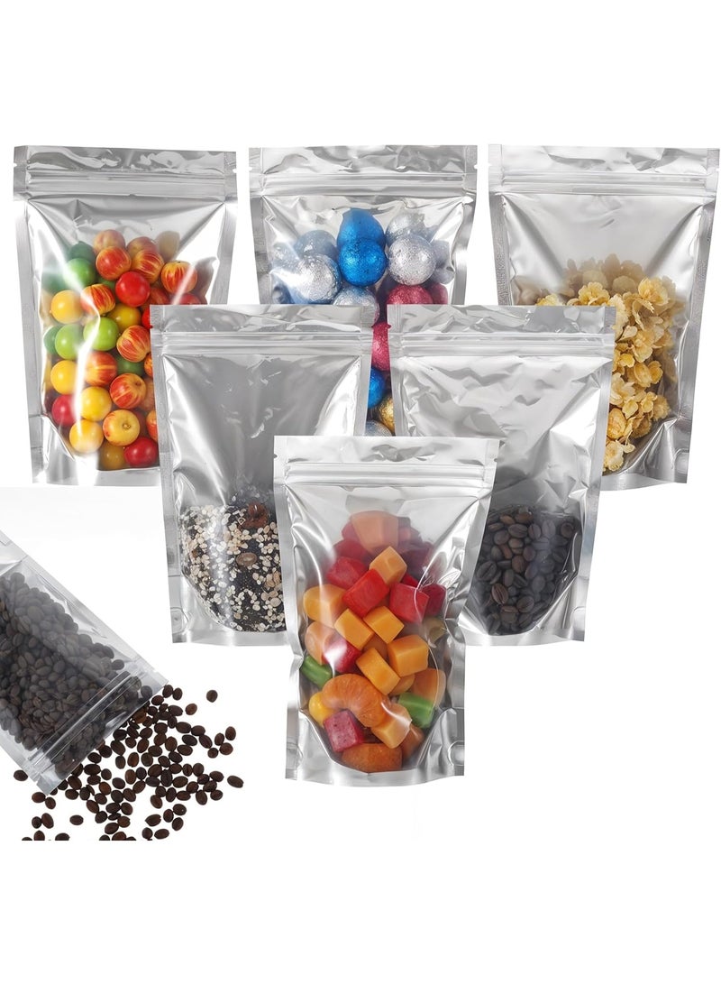 DCGPAC, 10Pcs/Pack Stand Up Pouch Bags, Sealable Heavy Duty Clear Front with Metallized Back, Plastic Zipper Food Coffee Candy Storage, Reclosable Bags and Heat Sealable Food Storage (5in x 8in) (200-250g) - Image 2