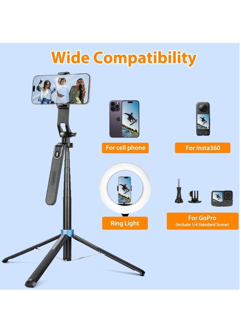 Trendify - 70.86 Inches Extra Long Selfie Stick Tripod, Anti-Shake Selfie Stick with Balance Handle, Tripod Stand with Rechargeable Bluetooth Remote for Mobile Phones, Suitable For Smartphones, Cameras, Vlogging, Photography, and Video Recording - Image 1