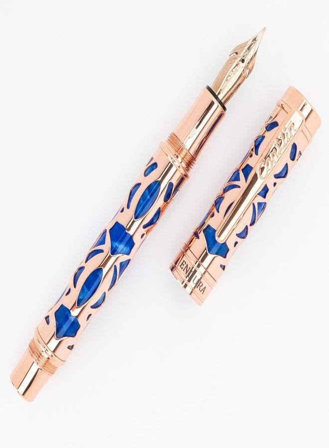 Conklin Endura Deco Crest Fountain Pen in Blue, Medium Nib, Premium Writing Instrument - Image 3