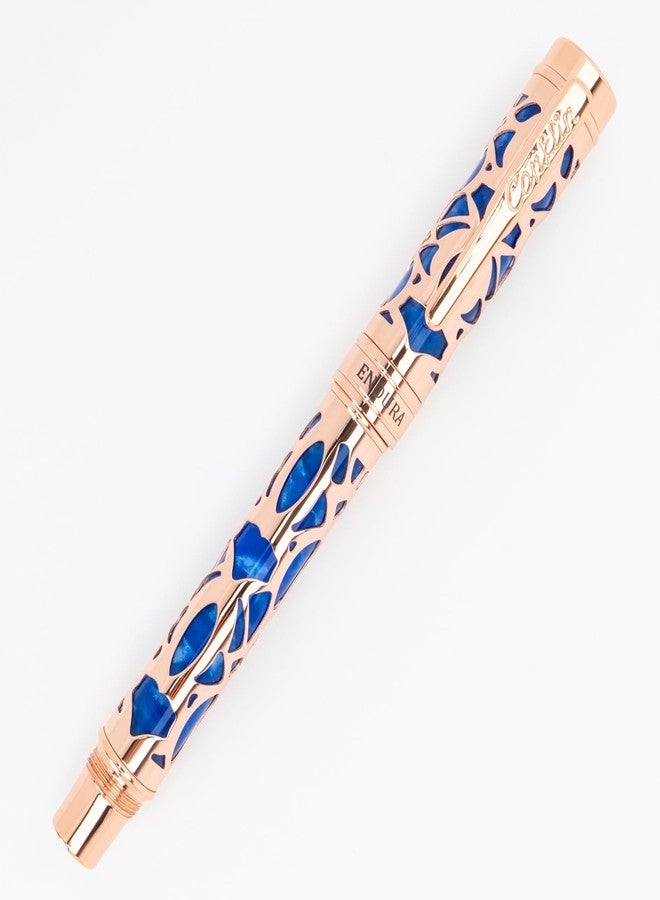 Conklin Endura Deco Crest Fountain Pen in Blue, Medium Nib, Premium Writing Instrument - Image 4