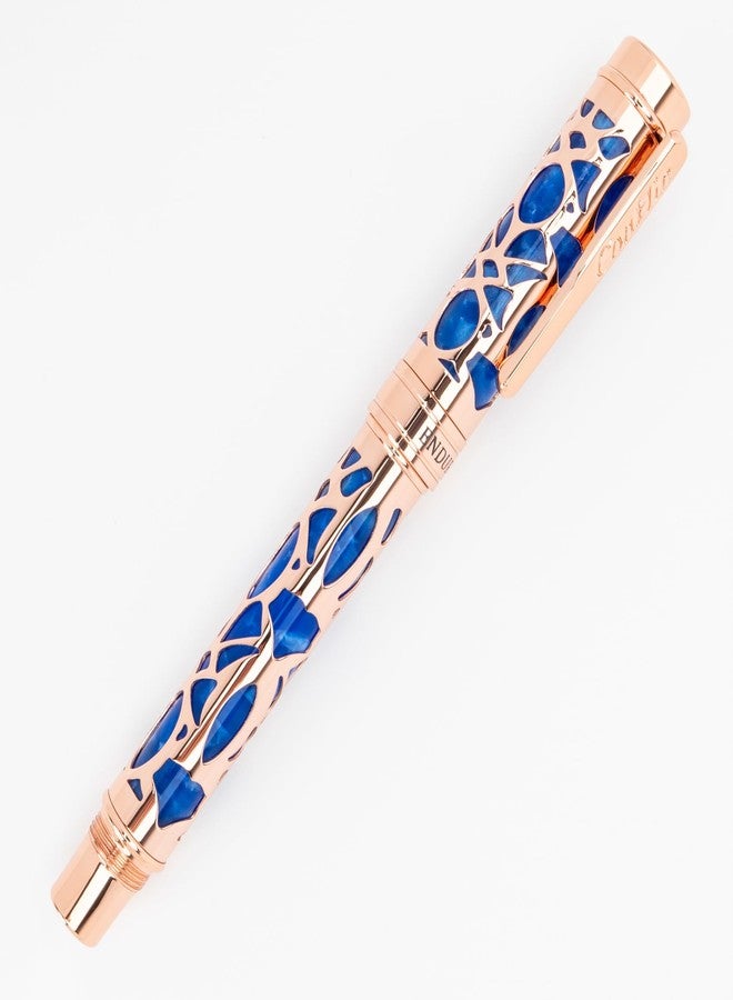 Conklin Endura Deco Crest Fountain Pen in Blue, Medium Nib, Premium Writing Instrument - Image 5