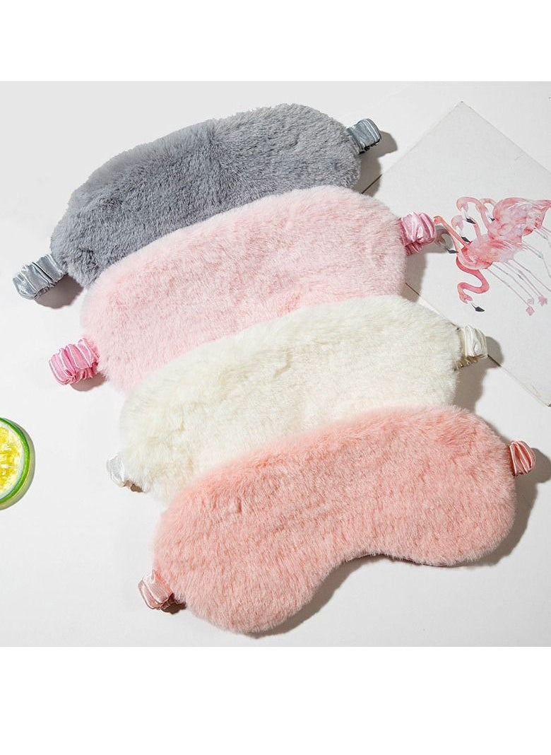 Generic - 4 Pieces Plush Eye Mask Silk Furry Sleep Masks Comfortable Blindfold Eye Cover Colorful Satin Night Eyeshade Cover for Women Men Sleep Travel Nap Sleeping - Image 1