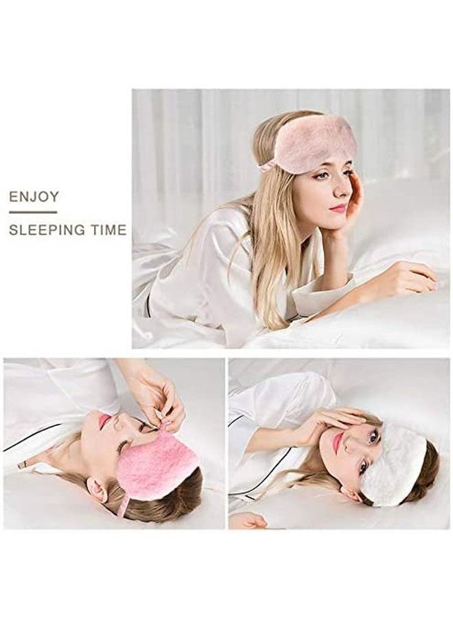 Generic - 4 Pieces Plush Eye Mask Silk Furry Sleep Masks Comfortable Blindfold Eye Cover Colorful Satin Night Eyeshade Cover for Women Men Sleep Travel Nap Sleeping - Image 1