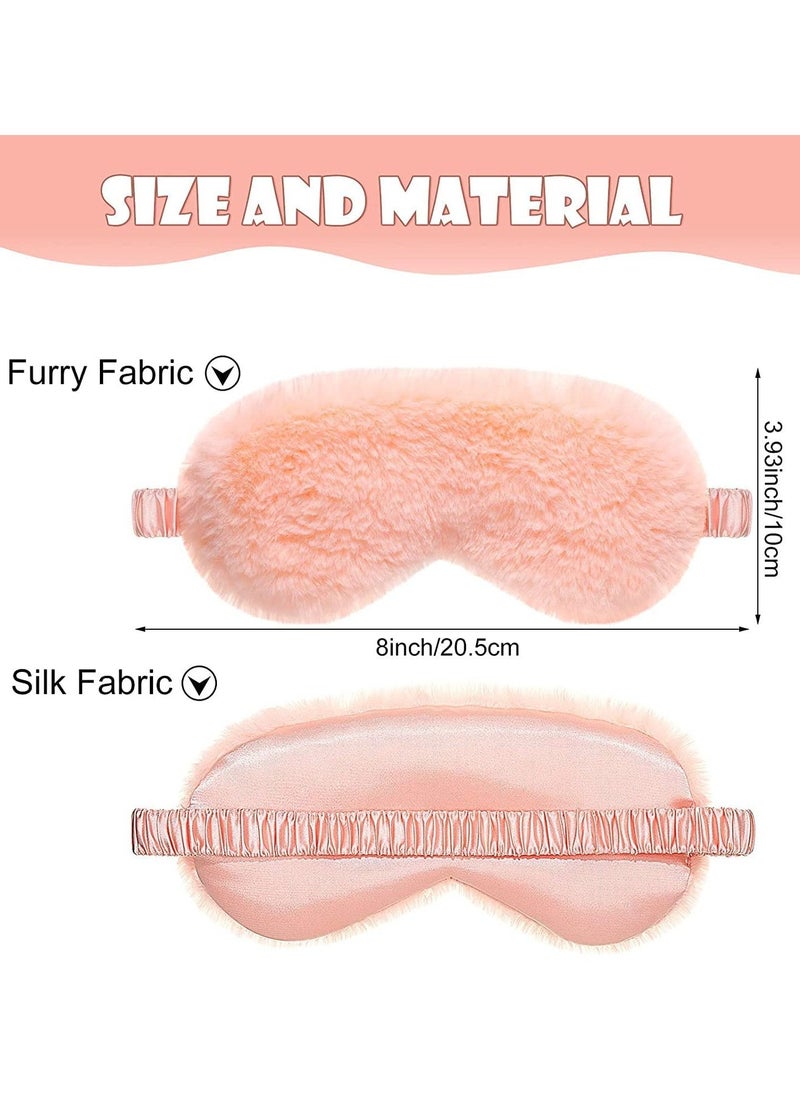 Generic - 4 Pieces Plush Eye Mask Silk Furry Sleep Masks Comfortable Blindfold Eye Cover Colorful Satin Night Eyeshade Cover for Women Men Sleep Travel Nap Sleeping - Image 1