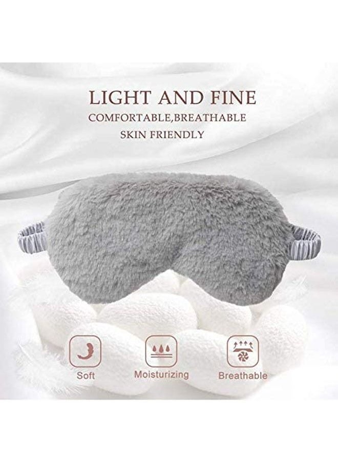 Generic - 4 Pieces Plush Eye Mask Silk Furry Sleep Masks Comfortable Blindfold Eye Cover Colorful Satin Night Eyeshade Cover for Women Men Sleep Travel Nap Sleeping - Image 1