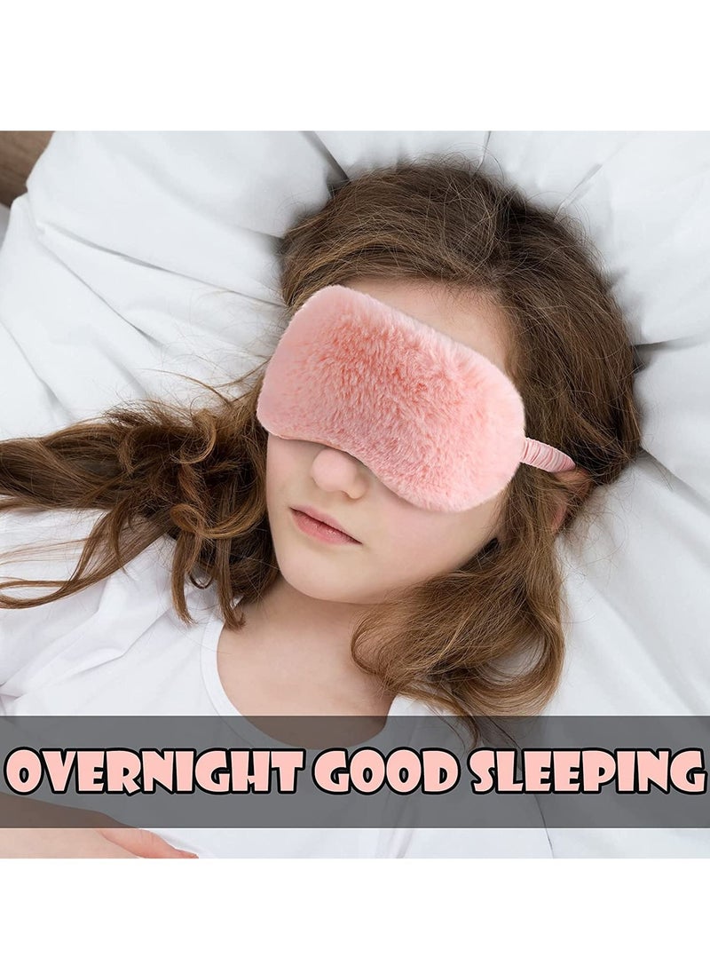 Generic - 4 Pieces Plush Eye Mask Silk Furry Sleep Masks Comfortable Blindfold Eye Cover Colorful Satin Night Eyeshade Cover for Women Men Sleep Travel Nap Sleeping - Image 1