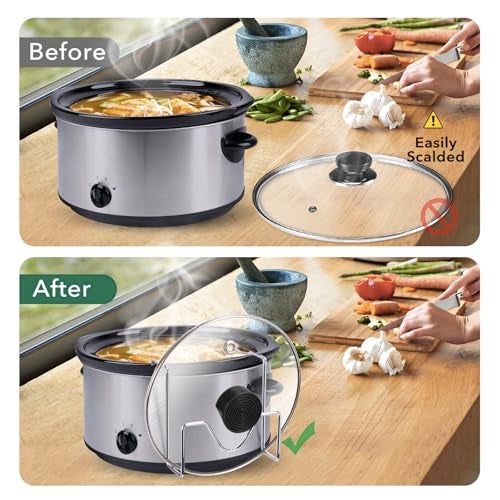 CTTZCKJ Crock Pot Lid Holder,Stainless Steel Crockpot Lid Holder Attachment,Crockpot Cover Holder,Slow Cooker Lid Holder,Lid Hanger For Crock Pot while Cooking - Image 3