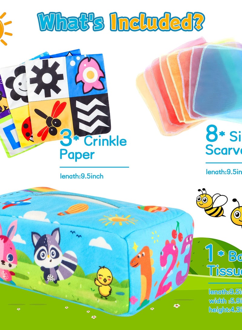 SOLARAE Soft Paper Box Toys for Babies 6-12 Months - Montessori Sensory Soothing Toys with Ringing Paper, Creative Hands-on Wildlife Theme for Boys and Girls. - Image 3