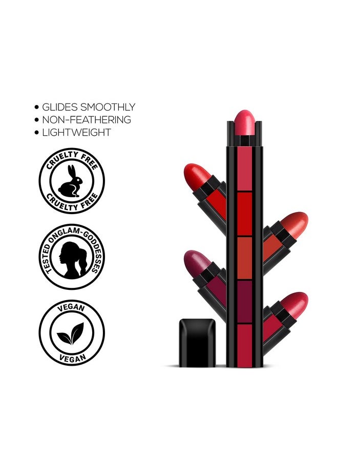 Fab 5 5-In-1 Lipstick 7.5Gm| Five Shades In One| Long Lasting, Matte Finish| Non Drying Formula With Intense Color Payoff| Compact & Easy To Use
