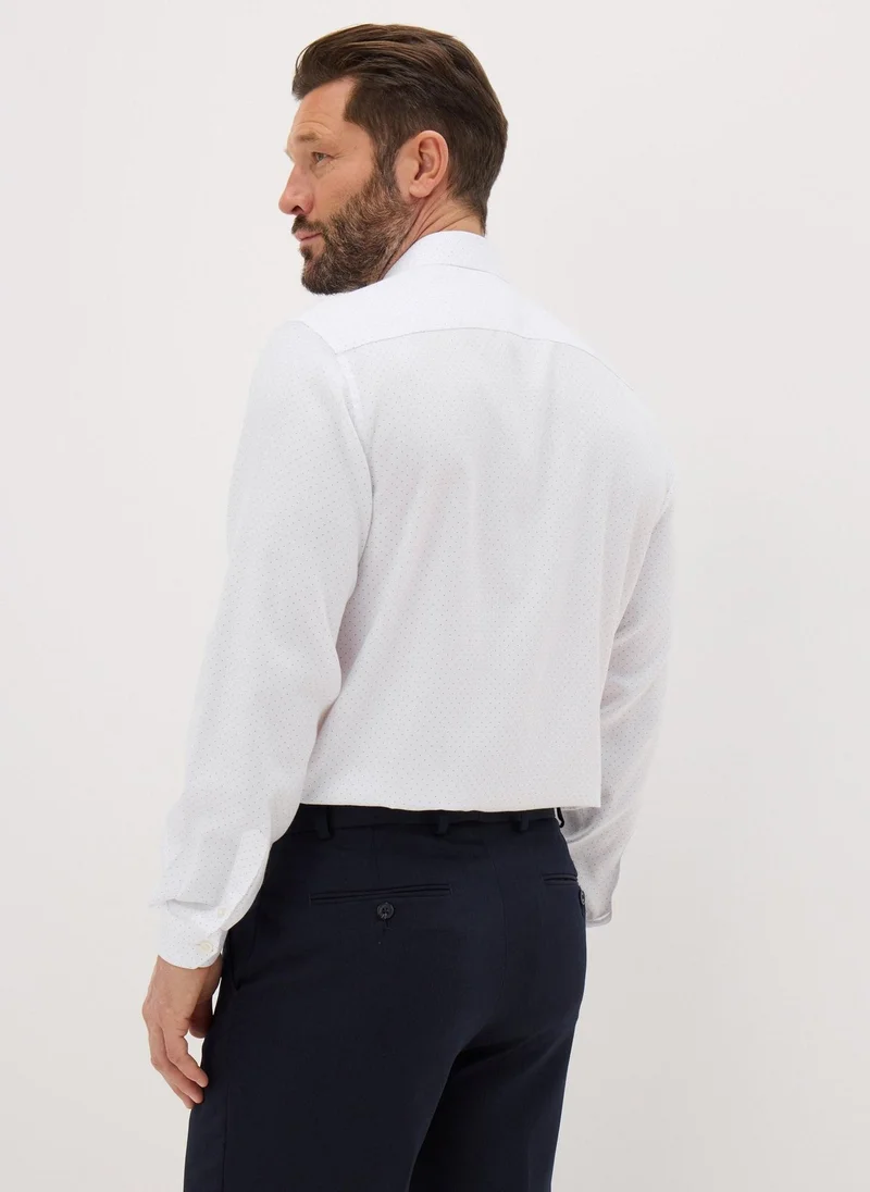 Matalan Taylor & Wright White Polka Dot Regular Fit Shirt
