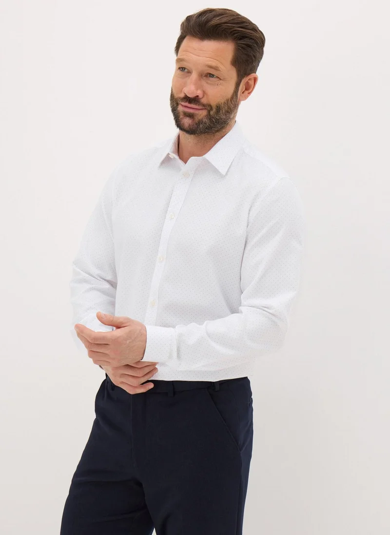 Matalan Taylor & Wright White Polka Dot Regular Fit Shirt