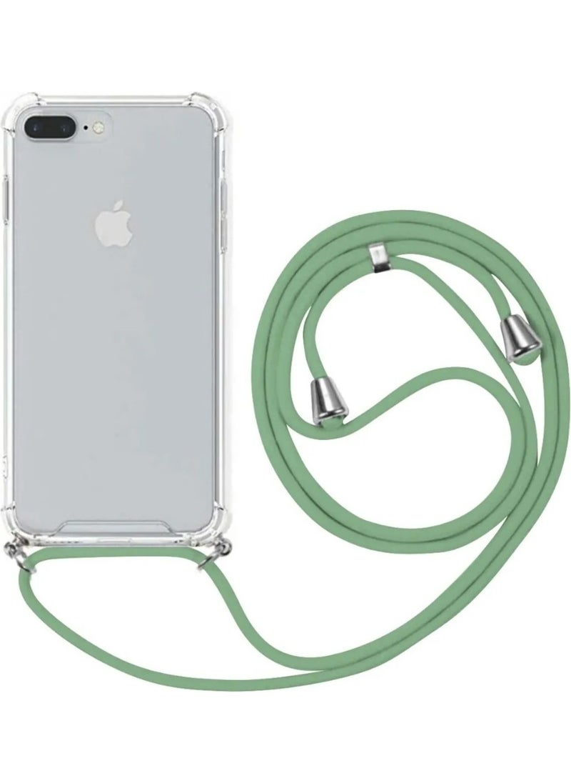 TahTicMer Apple iPhone 8 Plus Compatible Case Silicone Rope Neck Strap Shock Absorbing Antishock Cover TPU  - Image 1