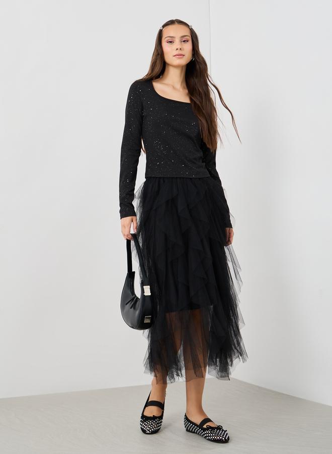 Take Two Textured Square Neck Long Sleeves Blouse - Image 2