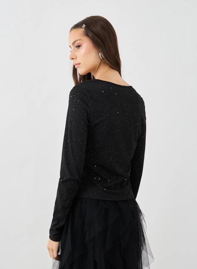 Take Two Take Two Textured Square Neck Long Sleeves Blouse