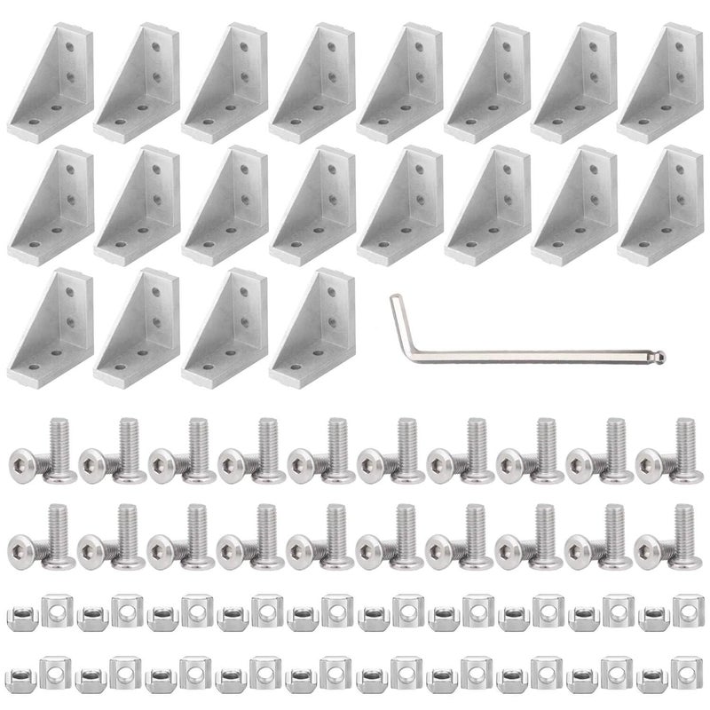 IXGNIJ 20Set 2040 Corner Bracket Connector for 2040 Aluminum Extrusion Accessories Silver 2040 Silver C - Image 2