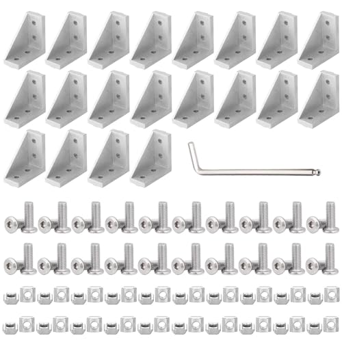 IXGNIJ 20Set 2040 Corner Bracket Connector for 2040 Aluminum Extrusion Accessories Silver 2040 Silver C - Image 1
