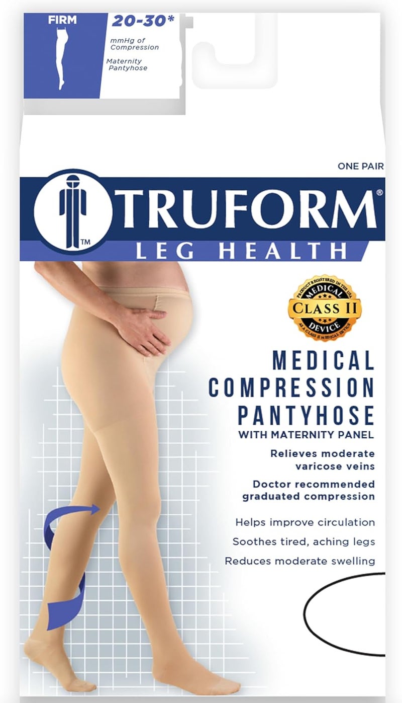 Truform 20-30 mmHg Maternity Compression Pantyhose with Tummy Support for Pregnant Women - Beige, Tall, X-Large - Image 5