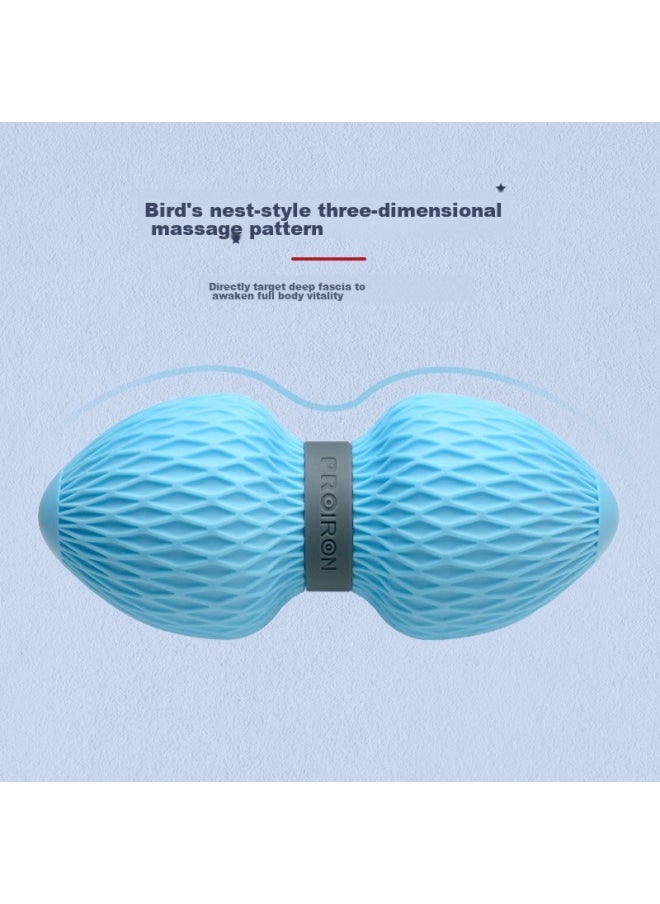 PROIRON Proiron Puli'ai Peanut-shaped Fascia Ball, Foot Massage Ball, Neck Massage Ball, Yoga Back-rolling Tool, Bird's Nest Pattern, Blue  - Image 1