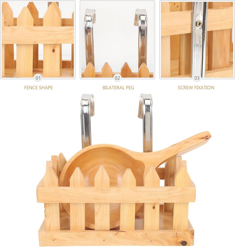 Hemobllo Wooden Bath Bucket Accessories Set with Cedar Water Ladle and Over-the-rim Hanging Storage Basket for Adult Soaking Tub, Bathroom Soap and Shower Supplies Organizer - Image 3