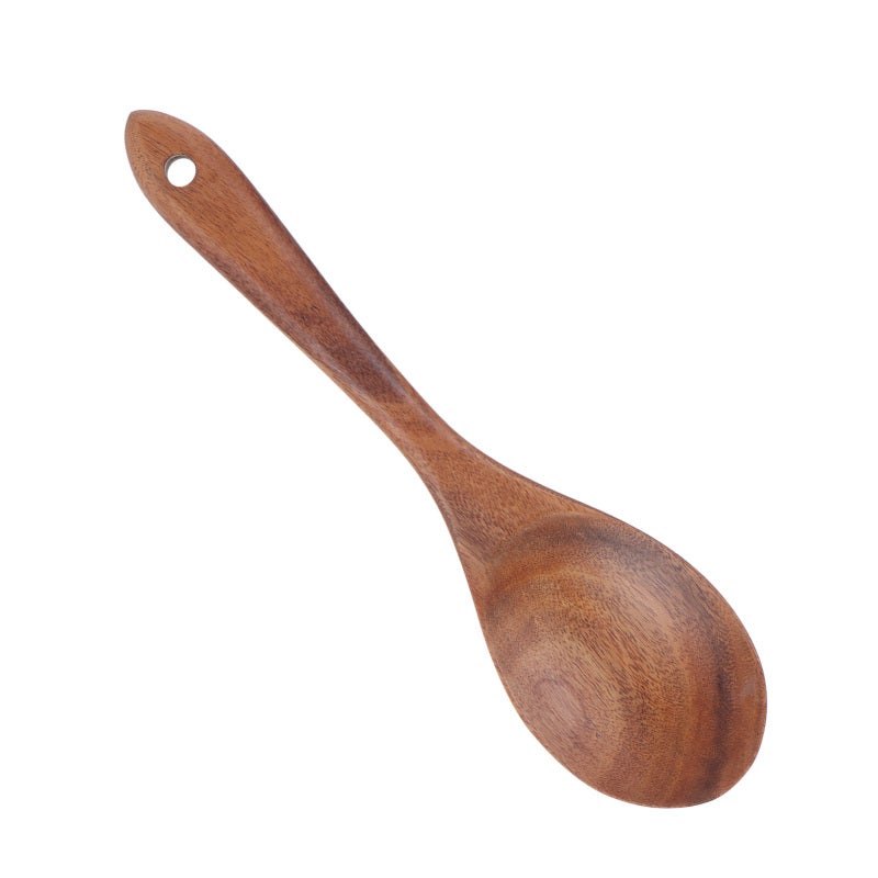 Teak Wood Tableware: Food-Grade Natural Teak, Strong Durable, Easy Clean, Comfortable Handle - Wooden Kitchen Utensils for Home Kitchen Dining - Image 4