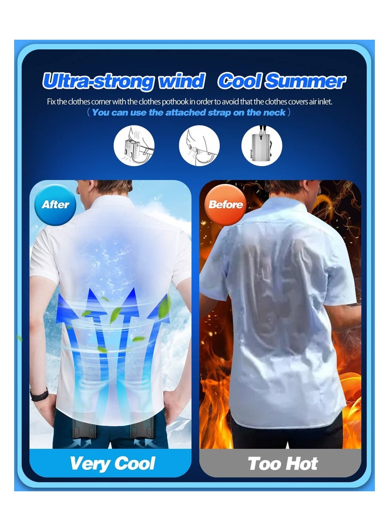 Upgraded Portable Waist Clip Fan/Necklace Fan 12000mAh over 24H Working Time, Strong Airflow, Belt Fan Hand Free Personal Mini Waist Fan for Clothes Shirt Farm Work Hiking - Image 4