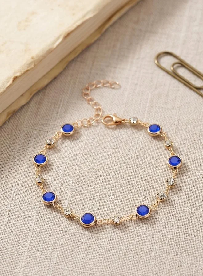 تايك تو Gold Tone Gemstone Embellished Link Bracelet