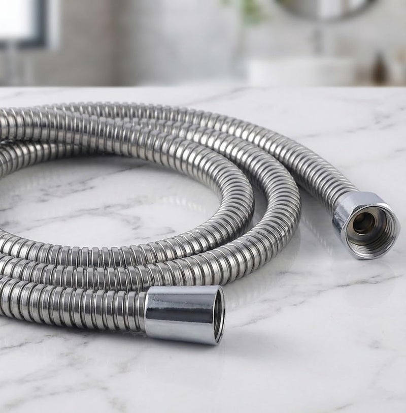 Stainless Steel Shower Hose - 1.5M Metal Shower Connector Flexible 360 Degree Rotation to Prevent Tangling - Shower Link, Rustproof and High Pressure (Silver Chrome, G1/2) - Image 3