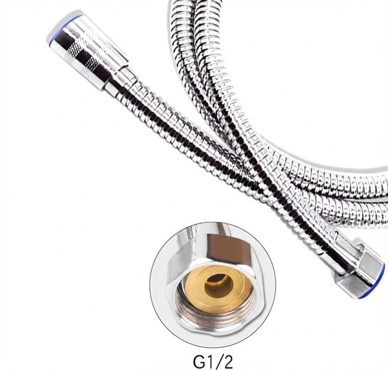 Stainless Steel Shower Hose - 1.5M Metal Shower Connector Flexible 360 Degree Rotation to Prevent Tangling - Shower Link, Rustproof and High Pressure (Silver Chrome, G1/2) - Image 5