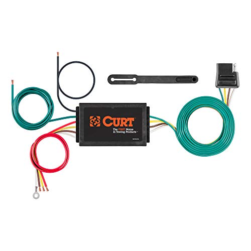 CURT 56187 Powered 3-to-2-Wire Splice-in Trailer Tail Light Converter, 4-Pin Wiring Harness - Image 1